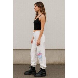 Jerzees USA Made White Sweatpants Floral Graphic Water Paint Joggers Vintage M